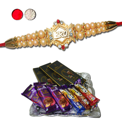 "Rakhi - FR- 8050 A  (Single Rakhi),Choco Thali - code RC02 - Click here to View more details about this Product